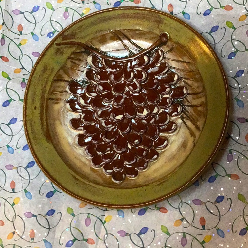 Handmade pottery pine cone plate